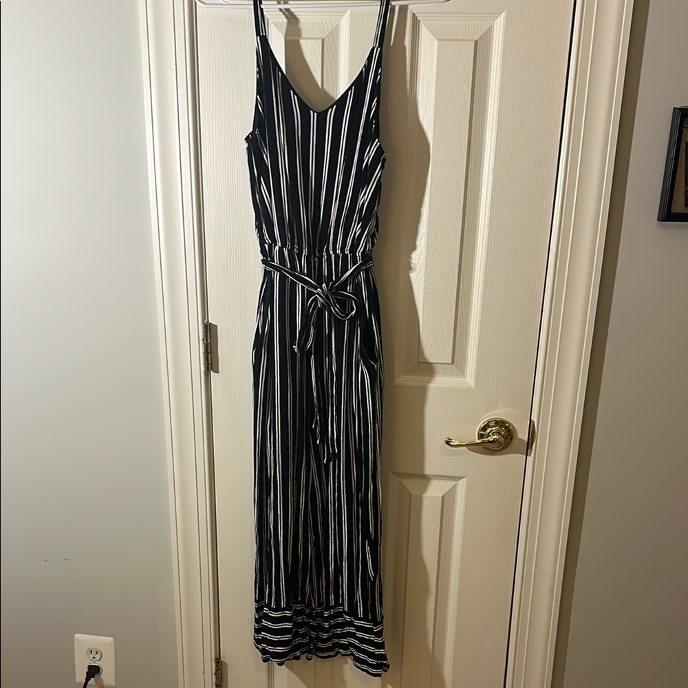 Black and White Striped Jumpsuit